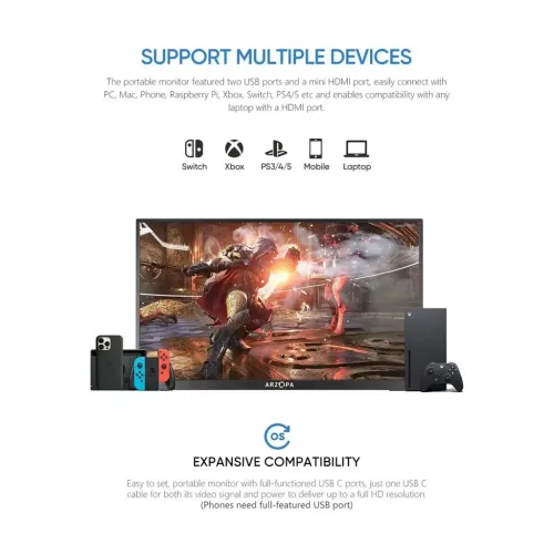 Arzopa A1 Gamut Slim 14" FHD IPS Portable Monitor - Image 2